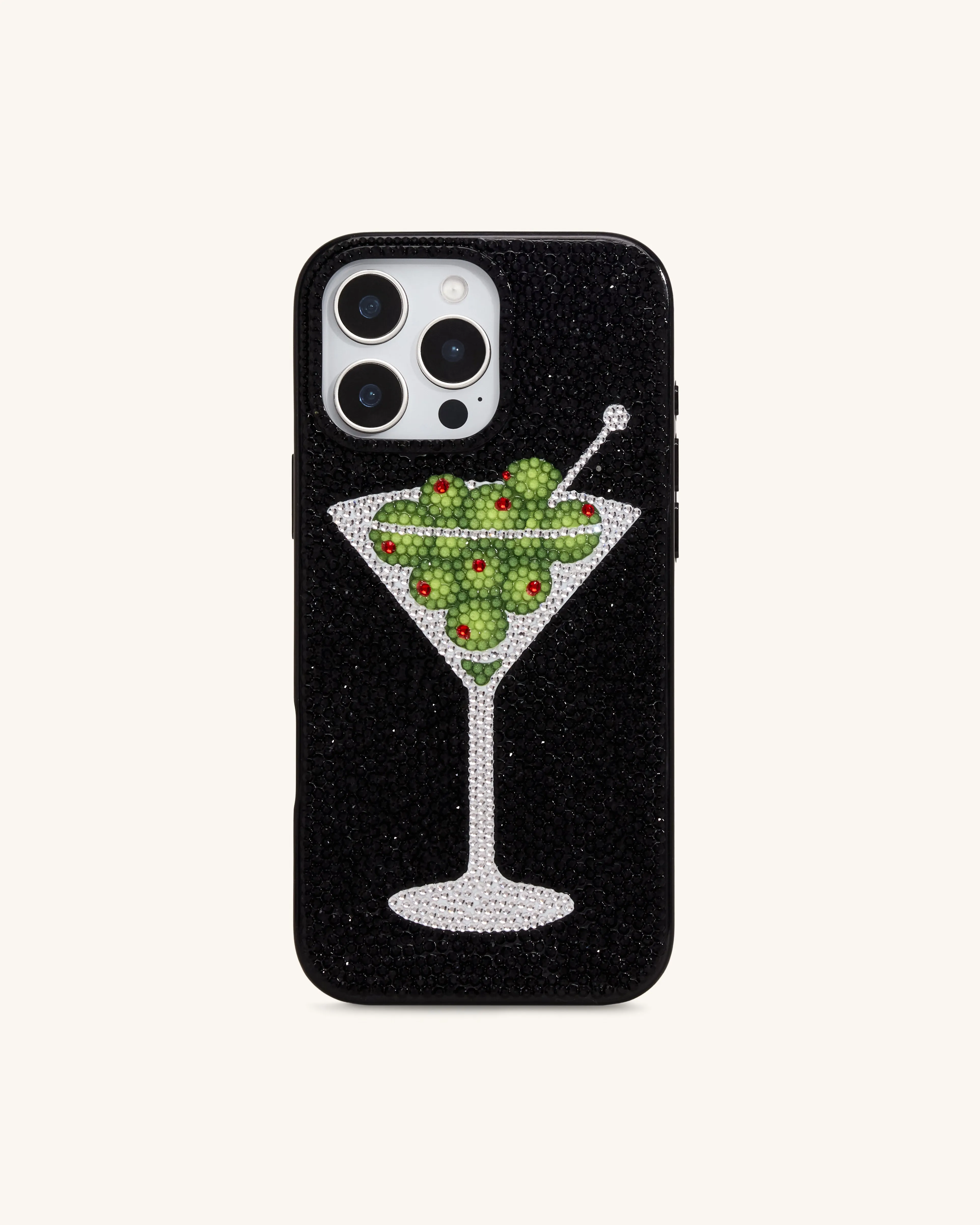 Olive Martini Artificial Crystal Phone Case - Black sold by JW PEI