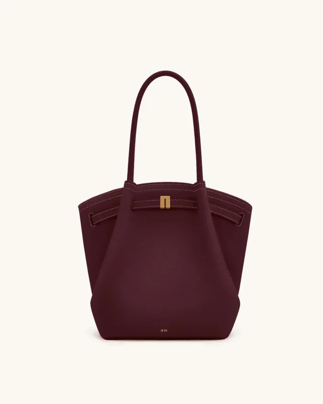 Hana Column Tote Bag - Burgundy sold by JW PEI