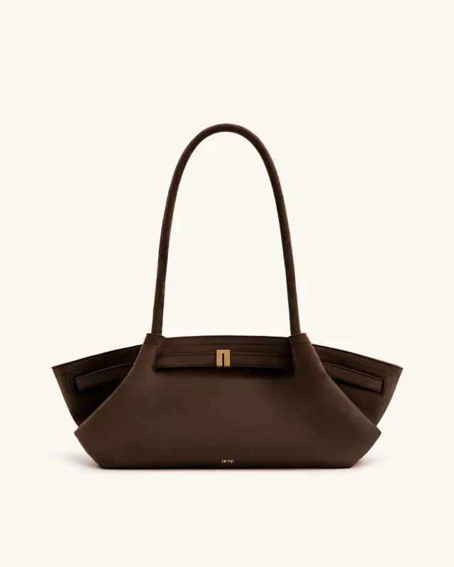 Hana Wide Faux Suede Tote Bag - Dark Brown sold by JW PEI
