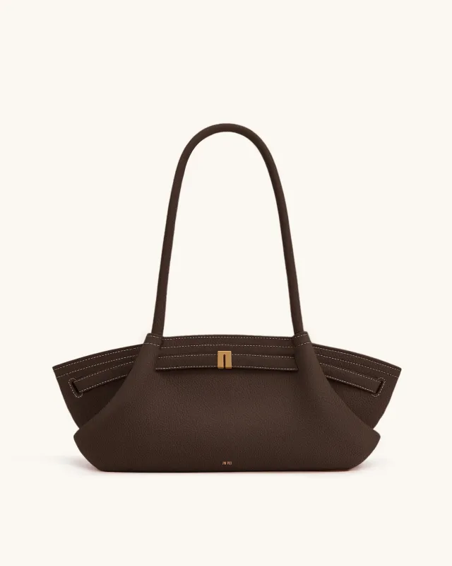 Hana Wide Tote Bag - Dark Brown sold by JW PEI