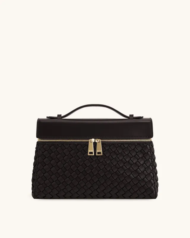 Thea Large Woven Top Handle Bag - Deep Coffee sold by JW PEI