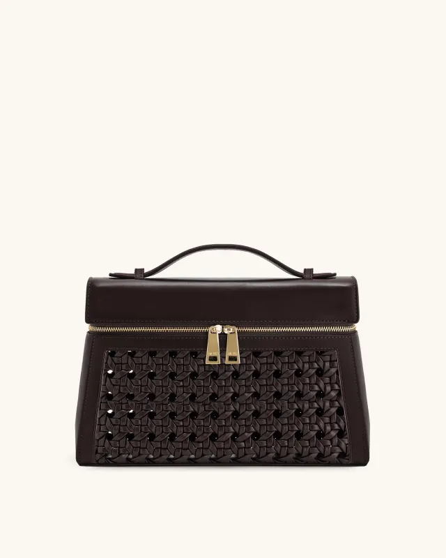 Thea Large Woven Top Handle Bag - Dark Red sold by JW PEI