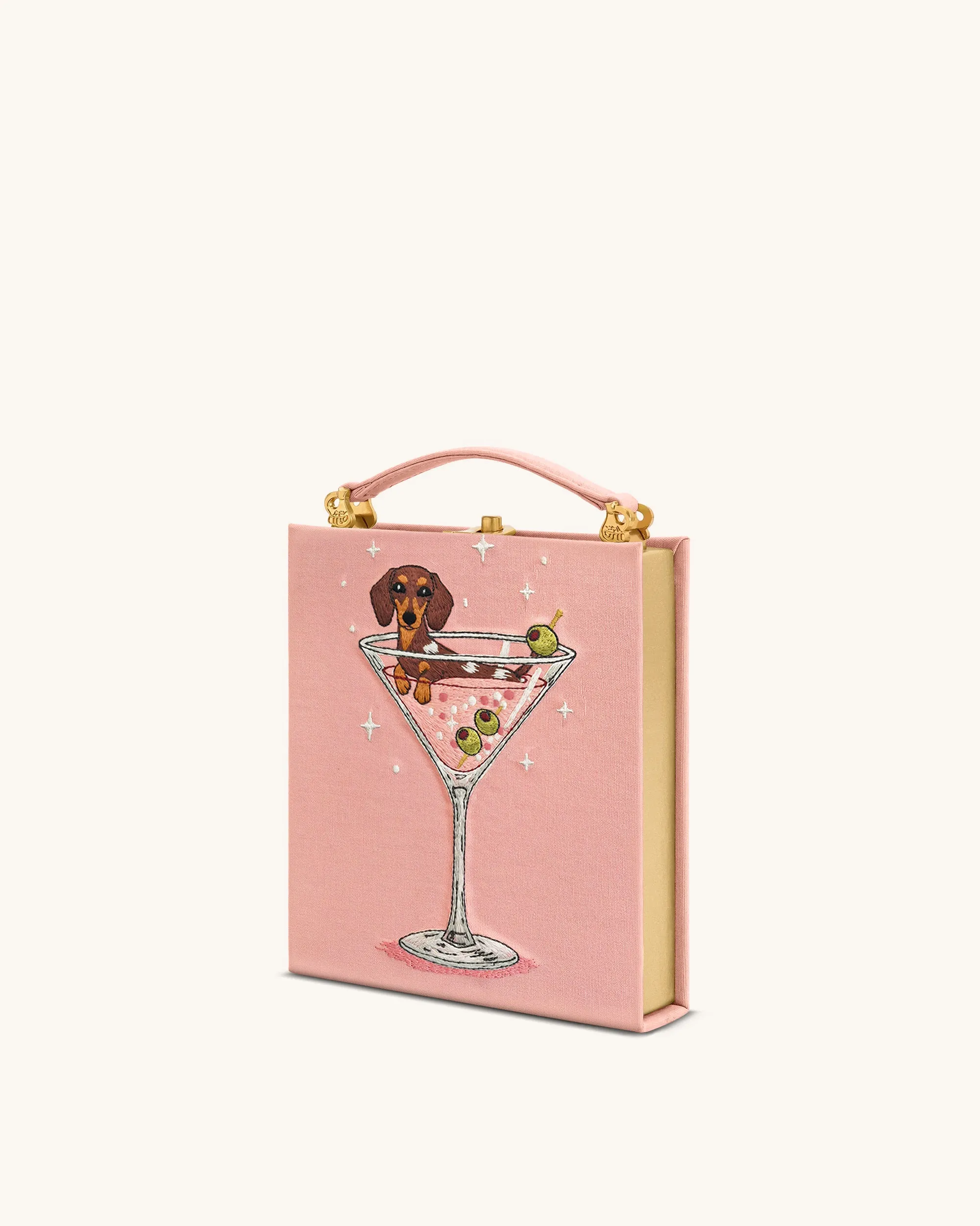 Taya Wine Glass Puppy Pattern Book Shape Clutch Bag - Pink sold by JW PEI product image thumbnail 2