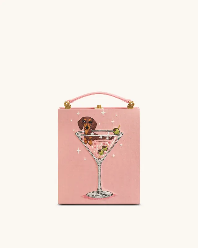 Taya Wine Glass Puppy Pattern Book Shape Clutch Bag - Pink sold by JW PEI