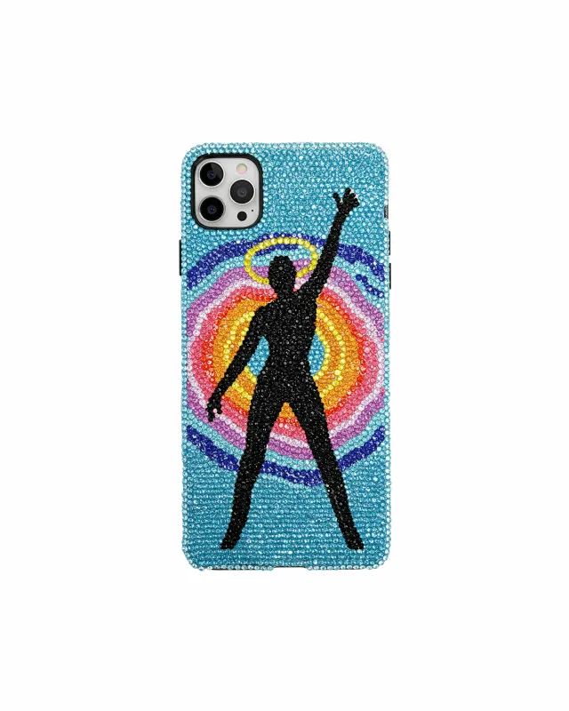 Rainbow Silhouette Artificial Crystal Phone Case – Blue sold by JW PEI