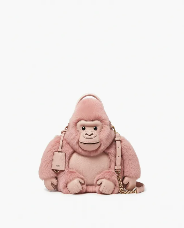 Gorilla Plush Crossbody Bag - Pink made by JW PEI