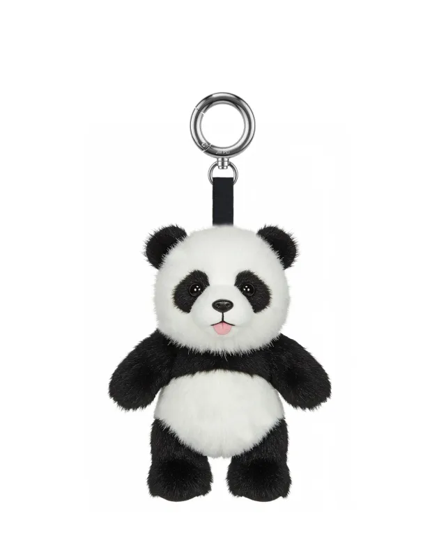 Fuzzy Panda Figure Bag Charms Keychain – Black/White sold by JW PEI