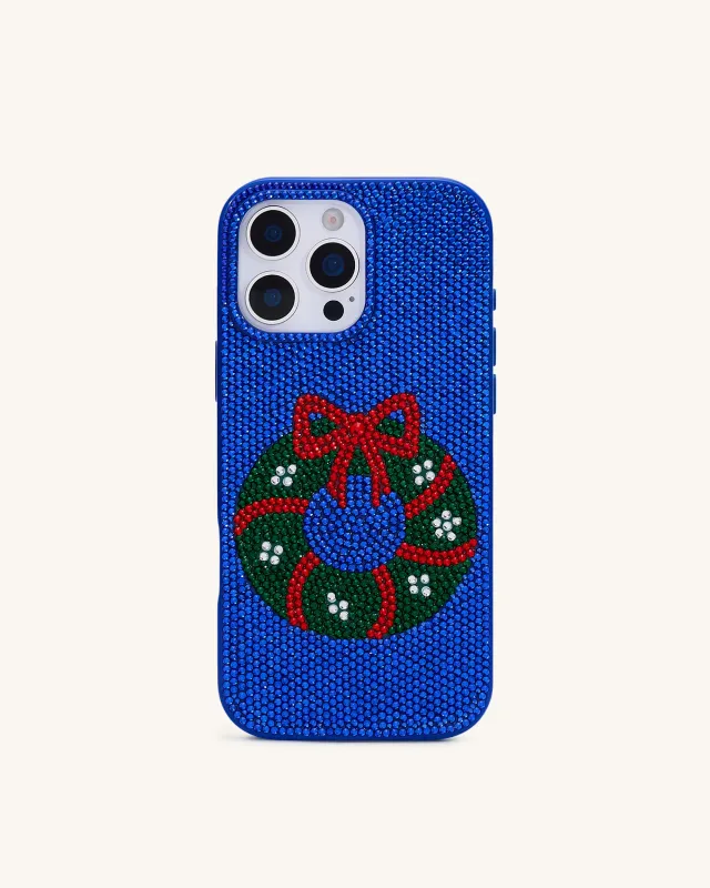 Holiday Wreath Bling Phone Case - Cobalt Blue sold by JW PEI