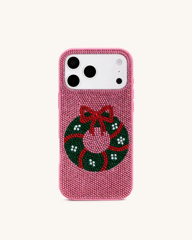 Holiday Wreath Bling Phone Case - Pink sold by JW PEI