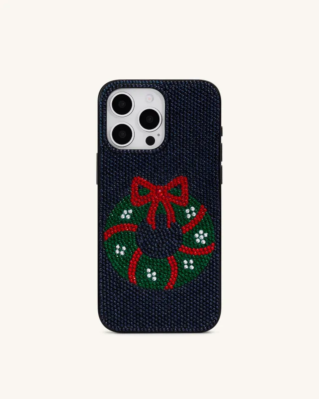 Holiday Wreath Bling Phone Case - Black sold by JW PEI