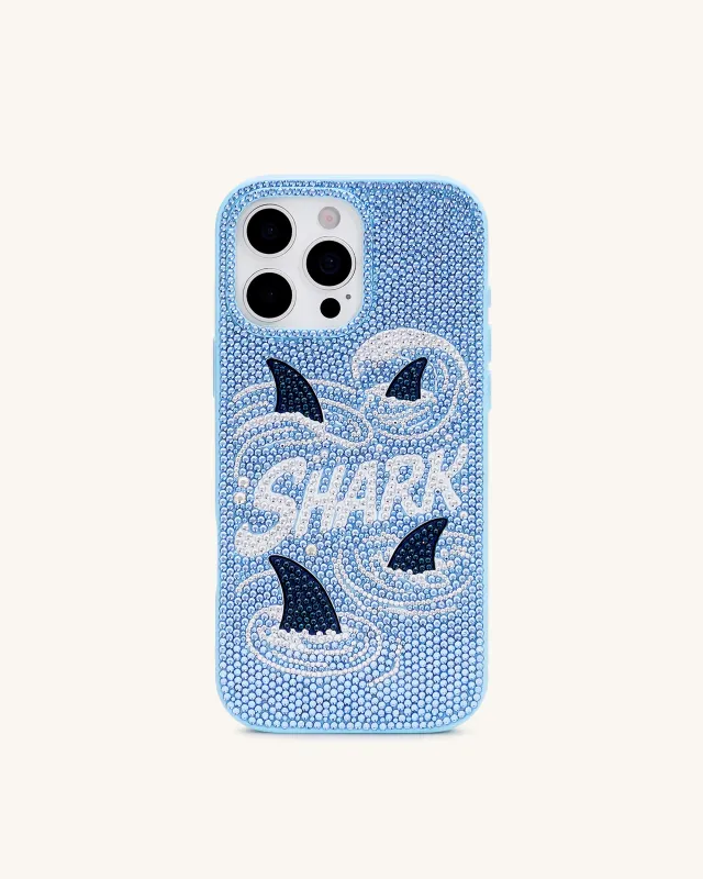 Shark Blue Artificial Crystal Phone Case - Light Blue sold by JW PEI