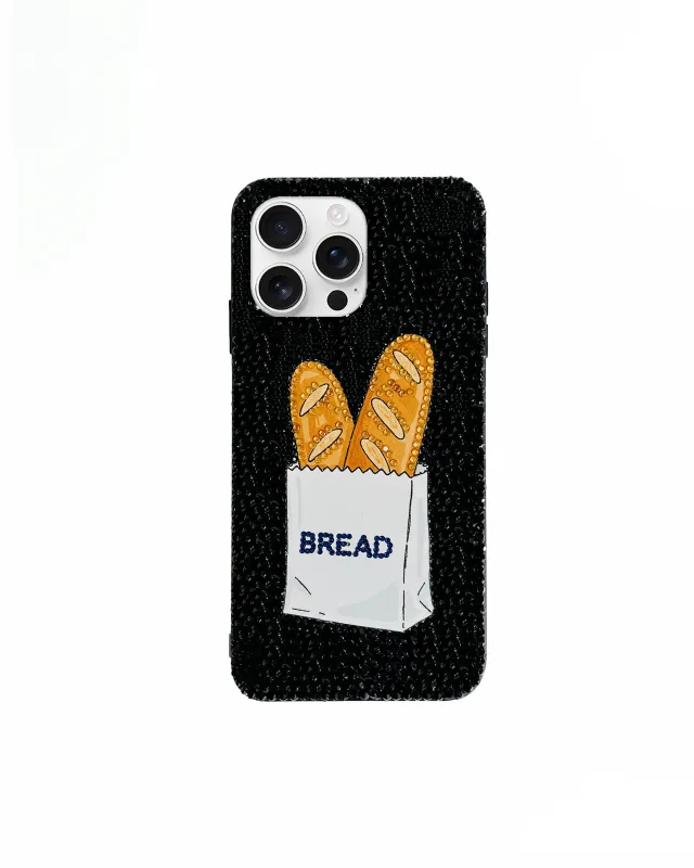 Bread Embellished Illustration Phone Case – Black sold by JW PEI