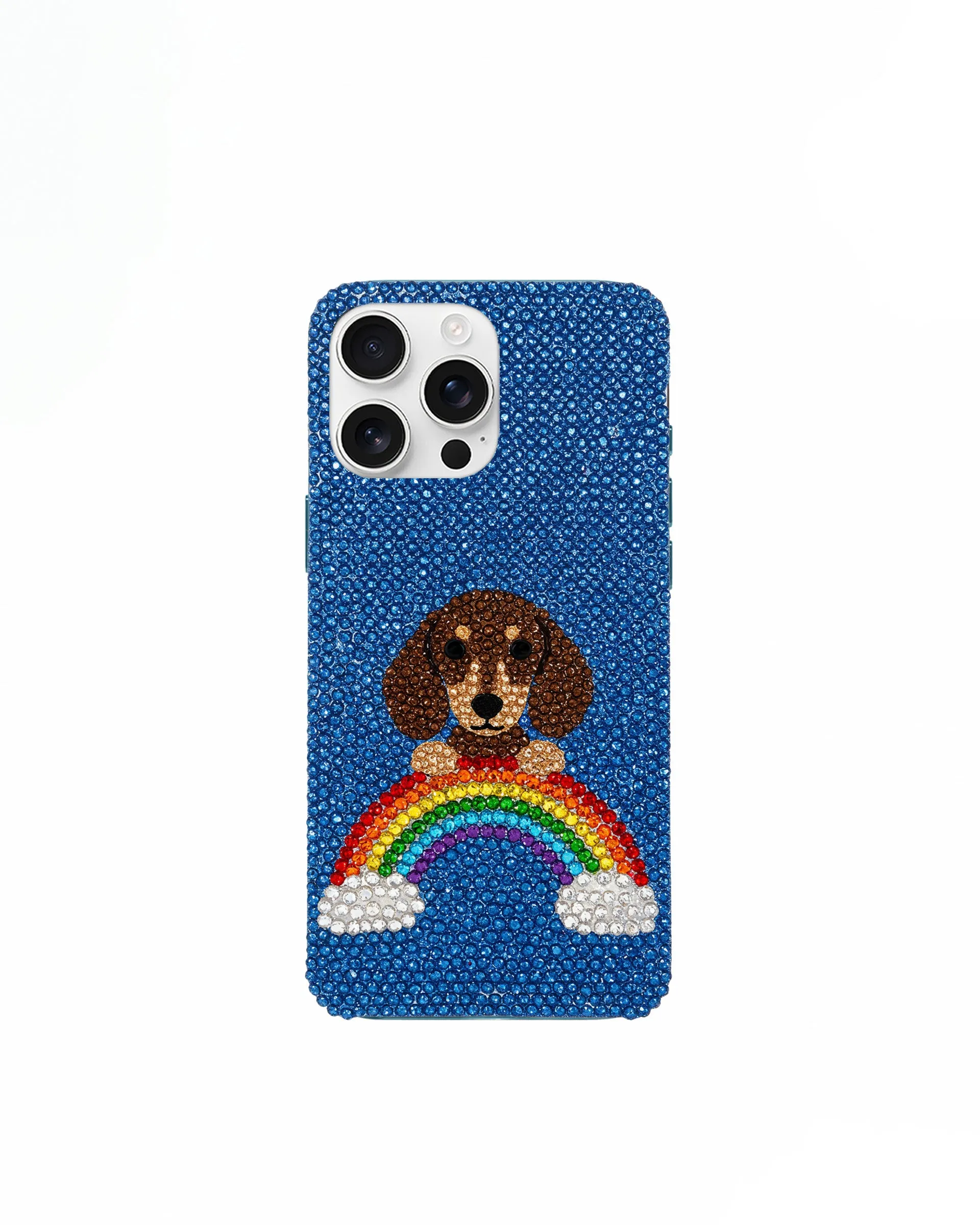 Rainbow Dog Artificial Crystal Phone Case - Blue sold by JW PEI