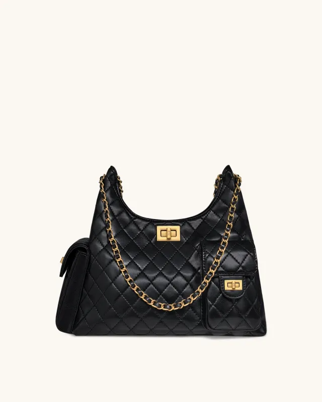 Vivian Quilted Chain Shoulder Bag - Black sold by JW PEI