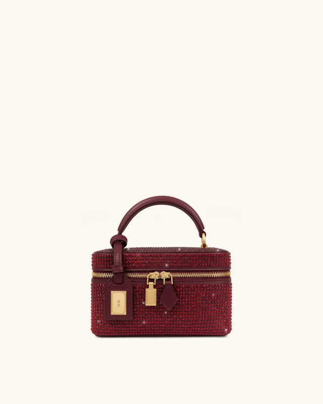 Cleo Artificial Crystal Box Shape Top Handle Bag - Deep Red sold by JW PEI