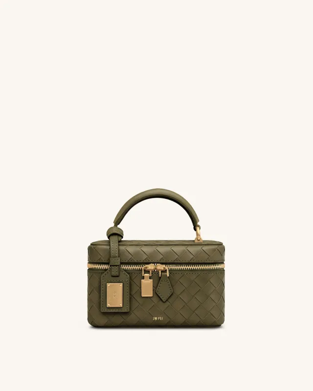 Cleo Woven Texture Box Shape Top Handle Bag - Olive Green sold by JW PEI