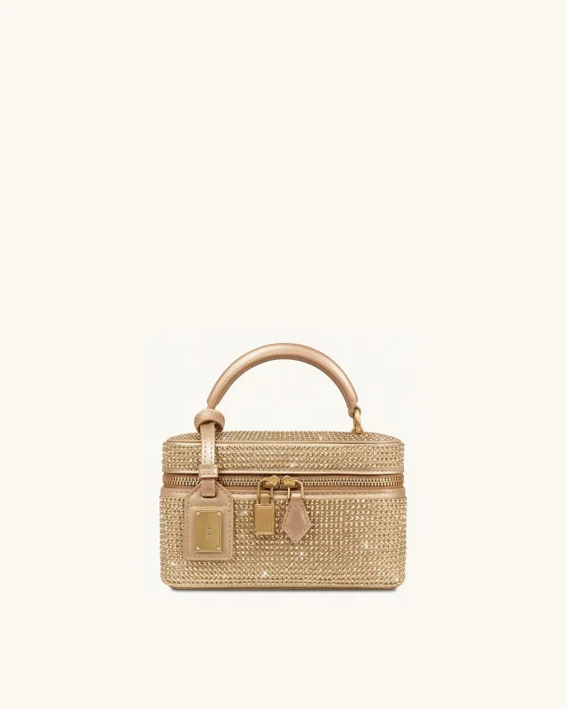 Cleo Artificial Crystal Box Shape Top Handle Bag - Champagne sold by JW PEI
