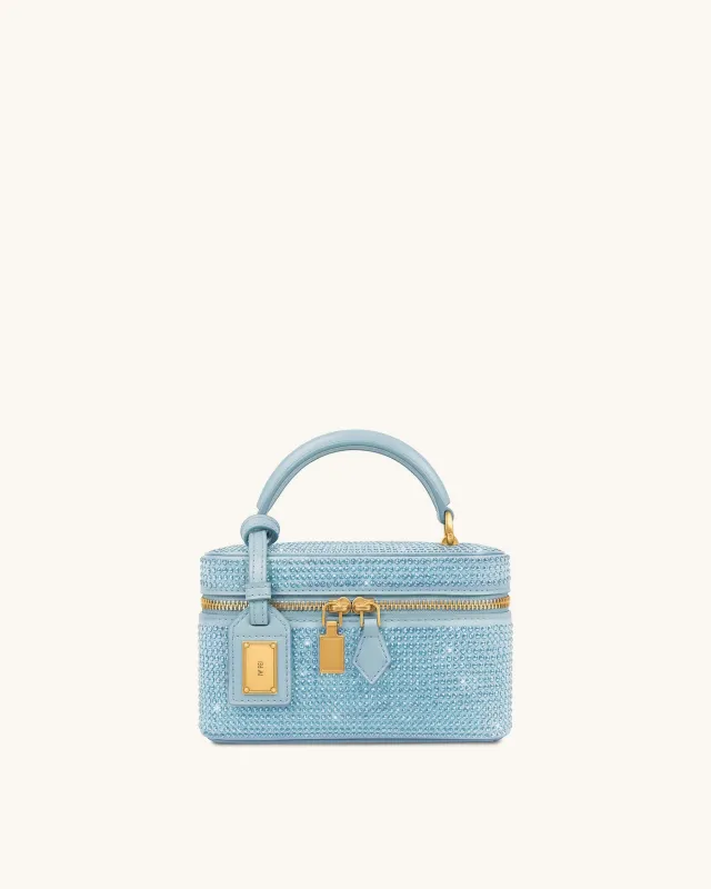 Cleo Artificial Crystal Box Shape Top Handle Bag - Blue sold by JW PEI