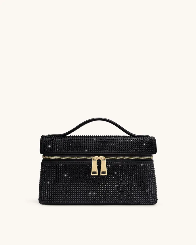 Thea Artificial Crystal Top Handle Bag - Black sold by JW PEI