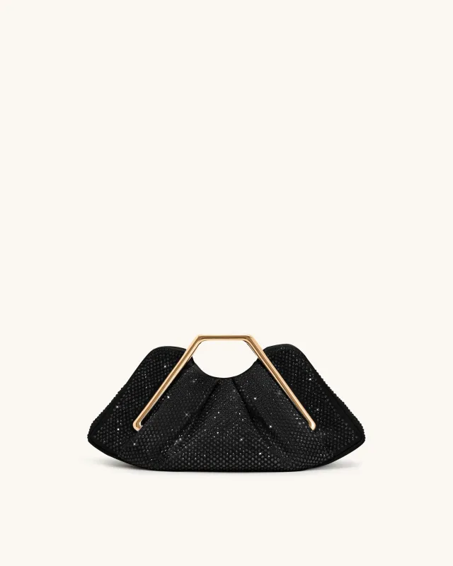 Lila Artificial Crystal Metal Frame Clutch - Black sold by JW PEI