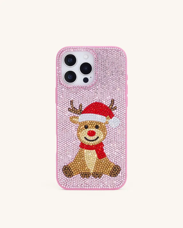 Reindeer Artificial Crystal Phone Case - Pink sold by JW PEI