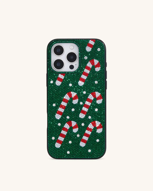 Candy Cane Embellished Holiday Phone Case - Green sold by JW PEI