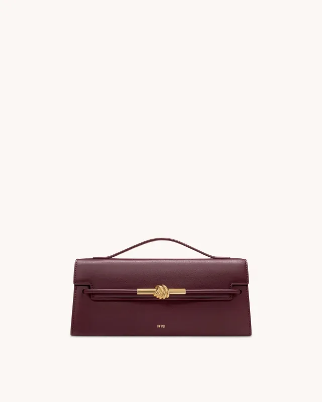 Lena Metal Rope Knot Top Handle Bag - Deep Claret sold by JW PEI