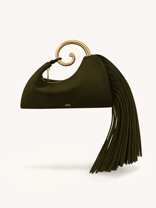 Nell Fringe Hardware Top Handle Bag - Dark Olive sold by JW PEI