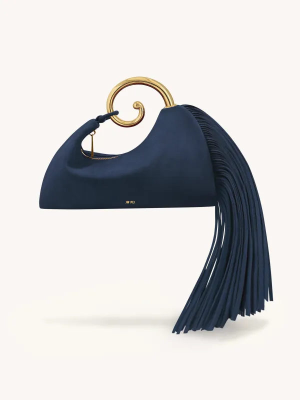 Nell Fringe Hardware Top Handle Bag - Navy Blue sold by JW PEI