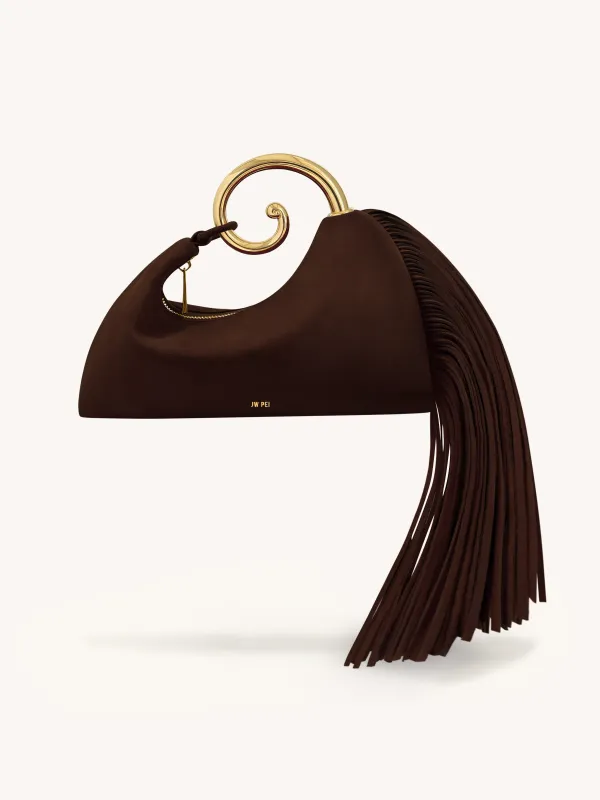 Nell Fringe Hardware Top Handle Bag - Deep Brown sold by JW PEI