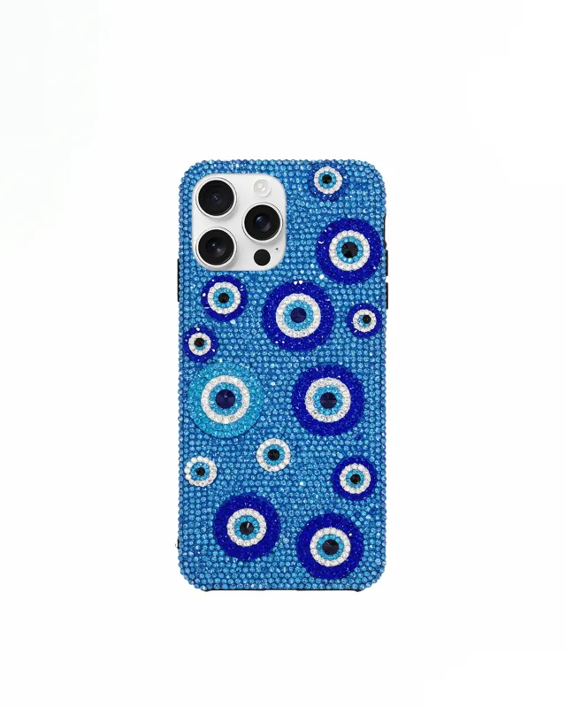 Evil Eye Artificial Crystal Embellished Phone Case – Blue sold by JW PEI