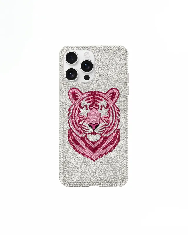 Tiger Head Embellished Phone Case – White sold by JW PEI