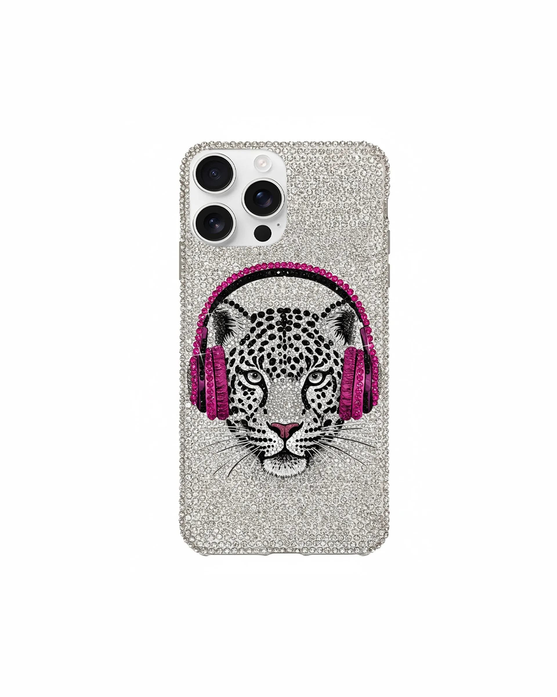 Leopard Headphones Phone Case – White sold by JW PEI