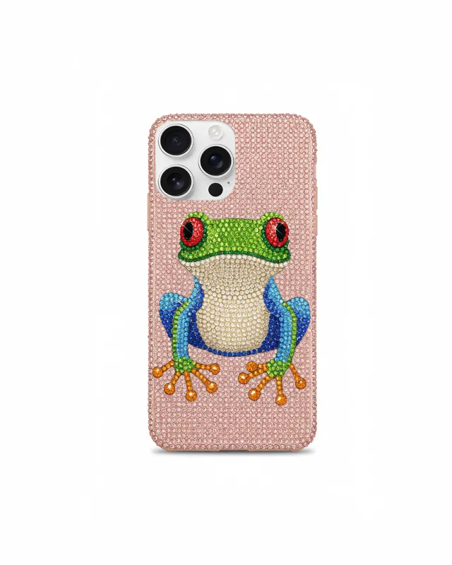 Artificial Crystal Frog Phone Case – Pink sold by JW PEI
