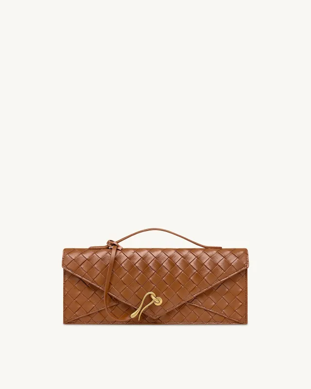 Celeste Woven Textured Envelope Top Handle Bag - Brown sold by JW PEI