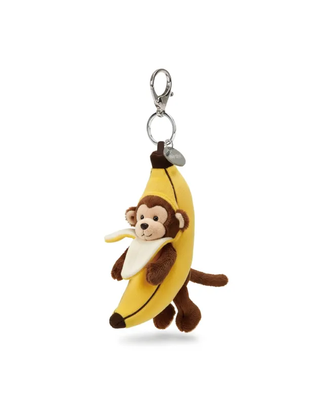 Fuzzy Monkey in Banana Bag Charm Keychain – Yellow sold by JW PEI
