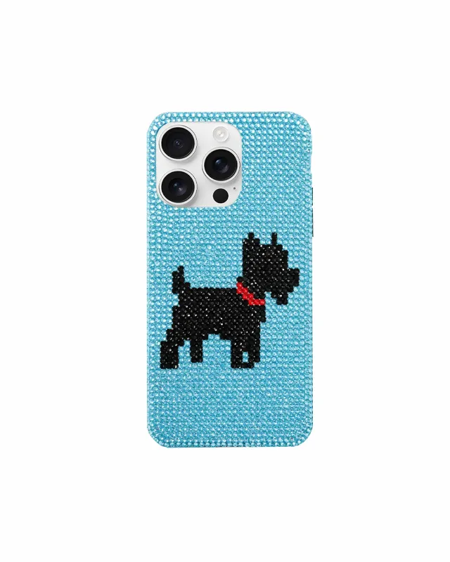 Black Dog Artificial Crystal Phone Case – Blue sold by JW PEI