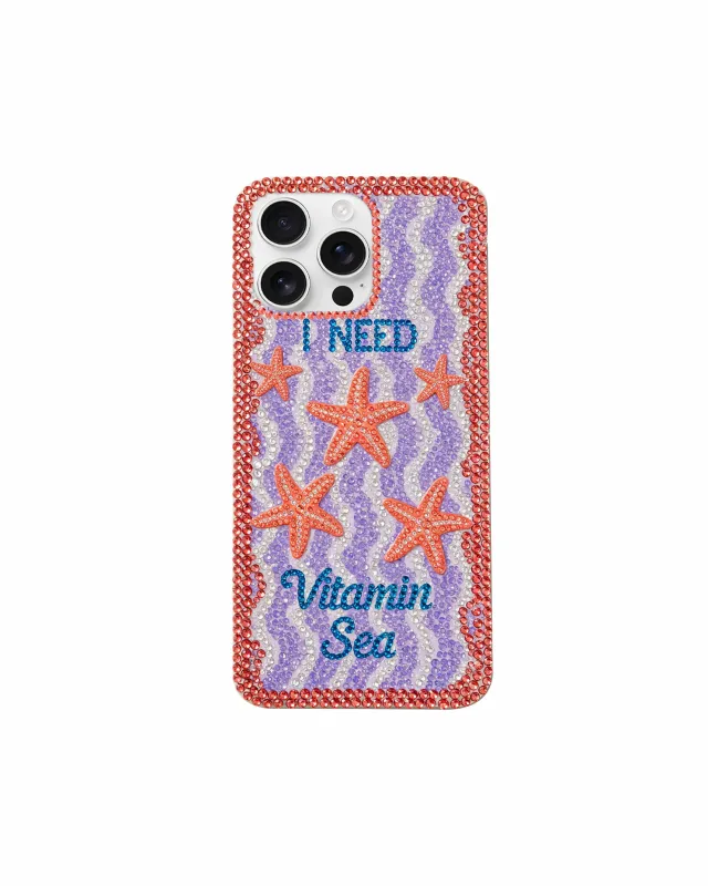 Starfish Seaside Artificial Crystal Phone Case – Purple sold by JW PEI