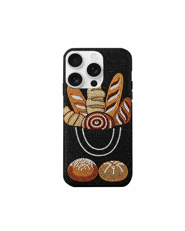 Baguette Bread Artificial Crystal Phone Case – Black sold by JW PEI
