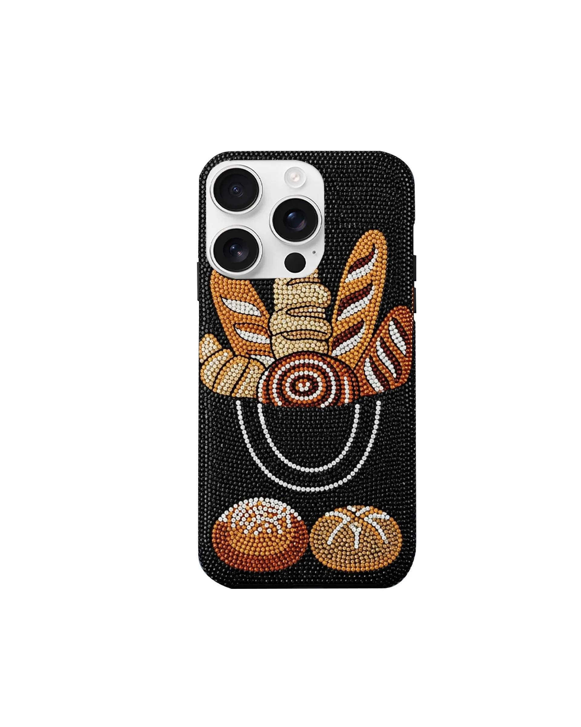 Baguette Bread Artificial Crystal Phone Case – Black sold by JW PEI