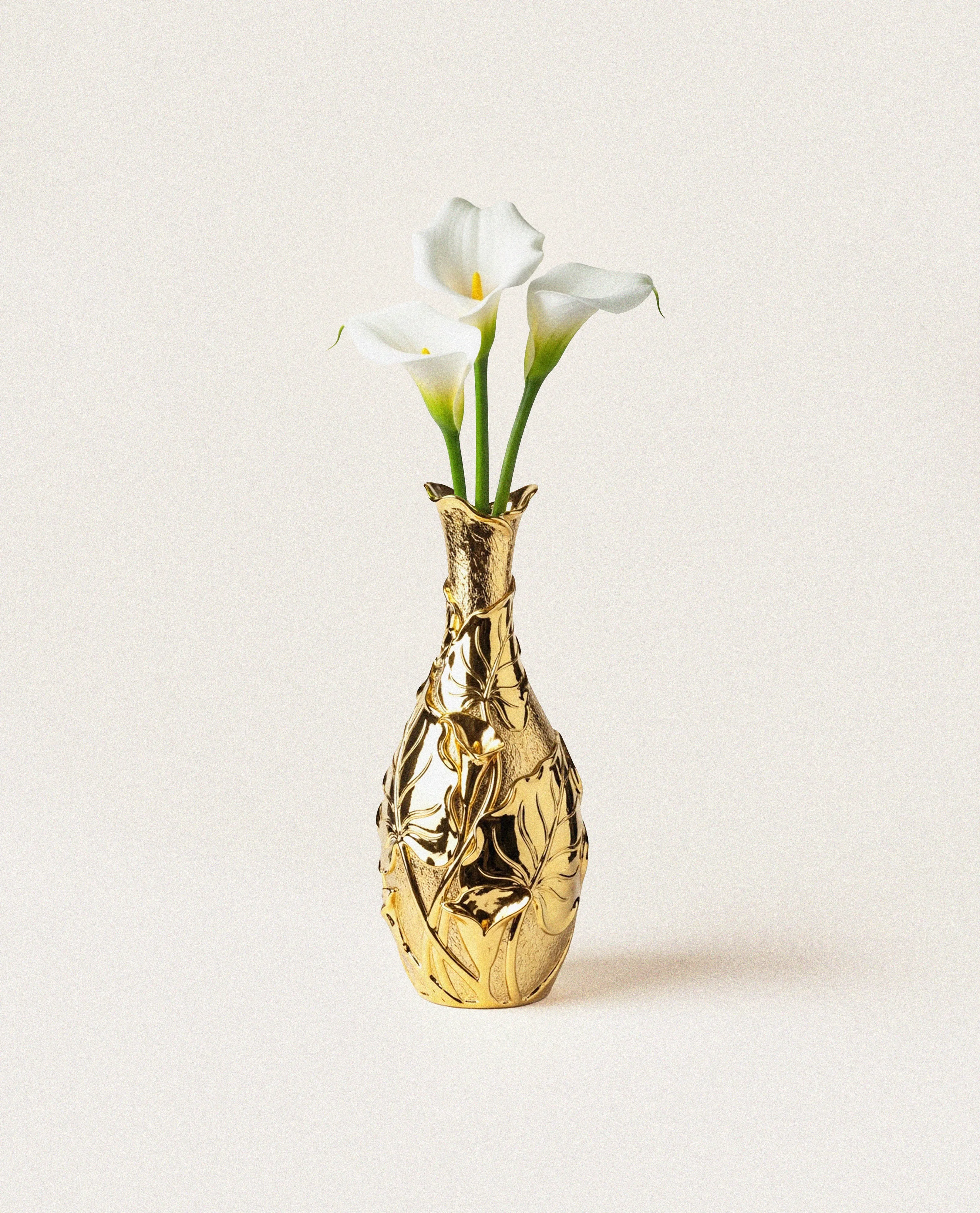 Floral Embossed Metal Vase Clutch - Gold sold by JW PEI
