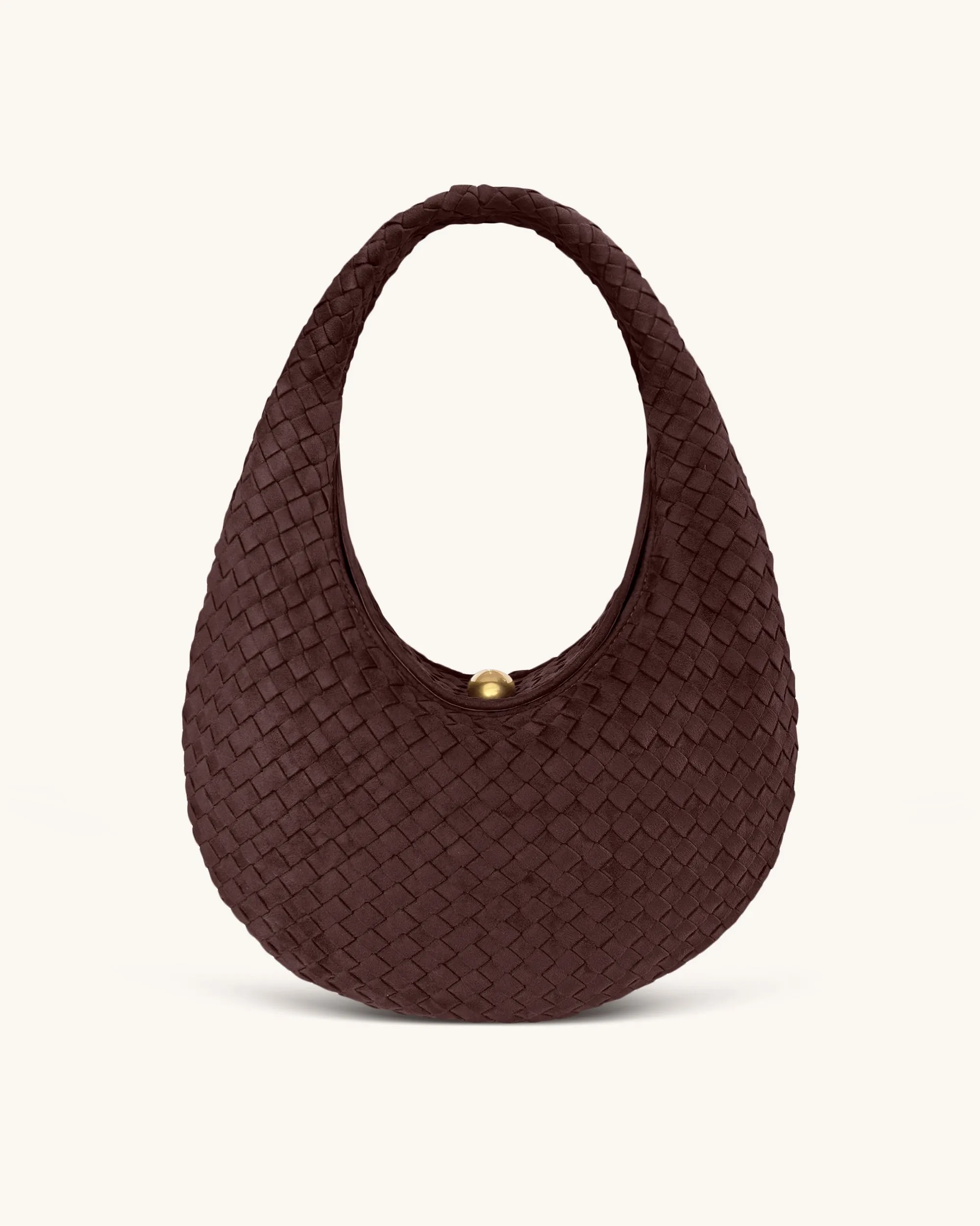 Nola Faux Suede Woven Hobo Shoulder Bag - Dark Mocha sold by JW PEI product image thumbnail 3