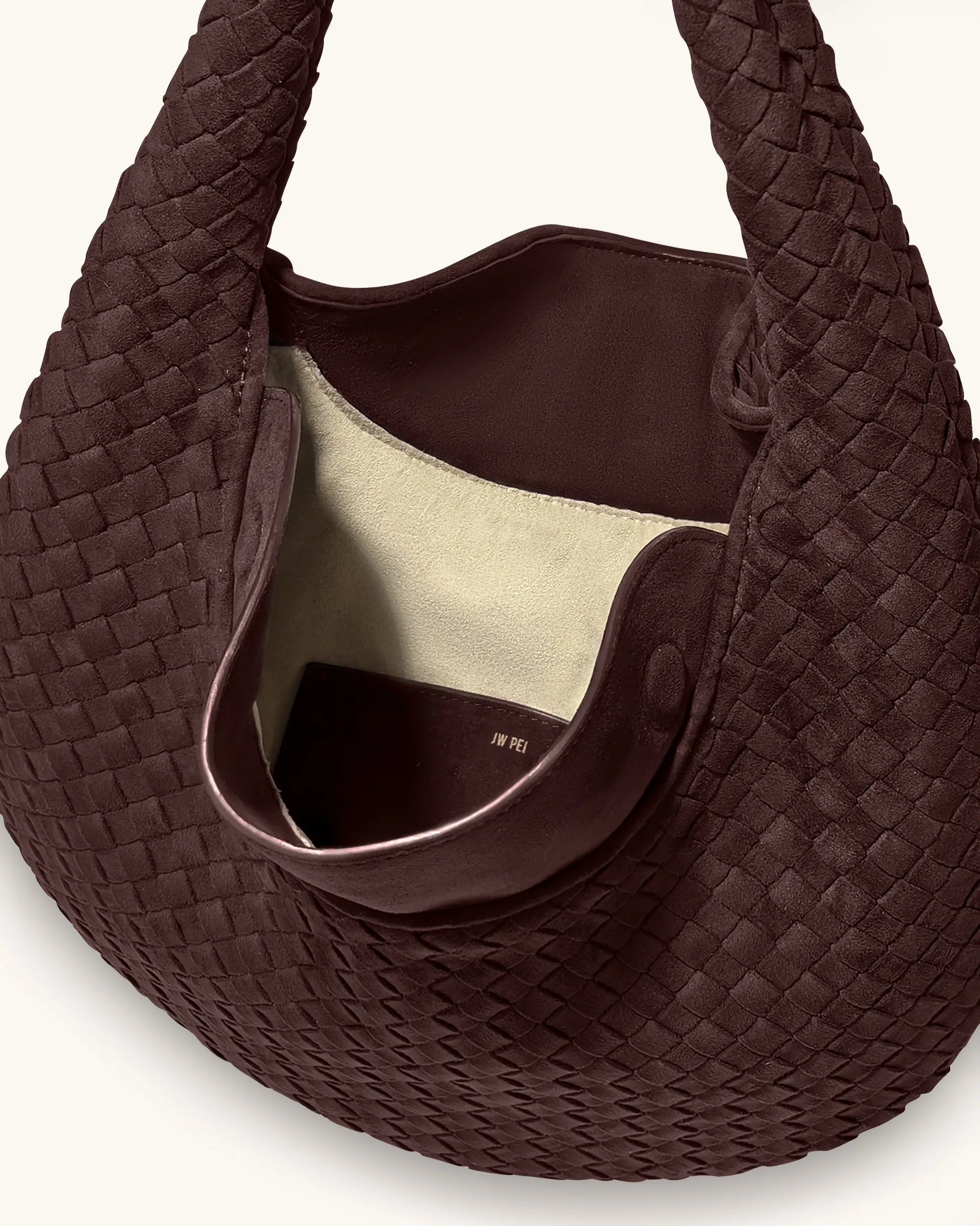 Nola Faux Suede Woven Hobo Shoulder Bag - Dark Mocha sold by JW PEI product image thumbnail 4