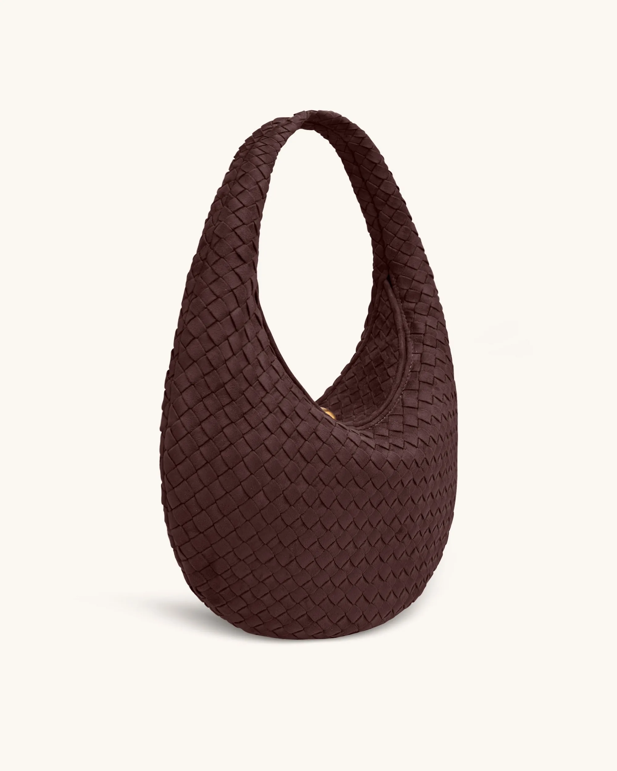 Nola Faux Suede Woven Hobo Shoulder Bag - Dark Mocha sold by JW PEI product image thumbnail 2