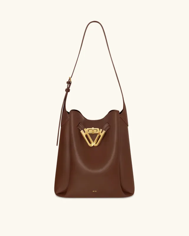 Charlene Double Buckle Hobo Bag - Brown sold by JW PEI