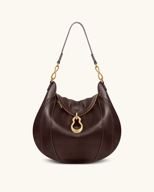 Daria Metal Pendant Embellished Shoulder Bag - Dark Brown sold by JW PEI