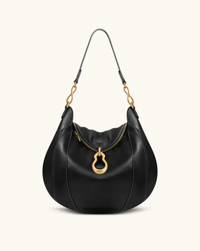 Daria Metal Pendant Embellished Shoulder Bag - Black sold by JW PEI