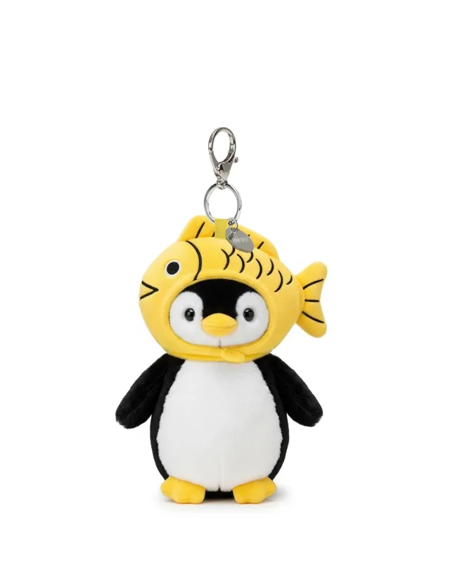 Fish Penguin Plush Bag Charm Keychain – Black & Yellow sold by JW PEI