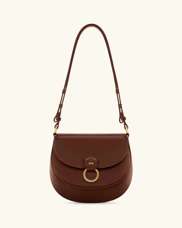Diana Ring Flap Saddle Bag - Brown sold by JW PEI