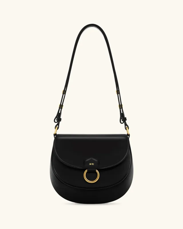 Diana Ring Flap Saddle Bag - Black sold by JW PEI